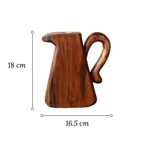Soliflore en bois forme cruche modèle B taille S dimensions sur fond blanc