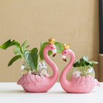Soliflore Flamant rose couronné   (Verre & Résine) - Vignette | Vase Cute