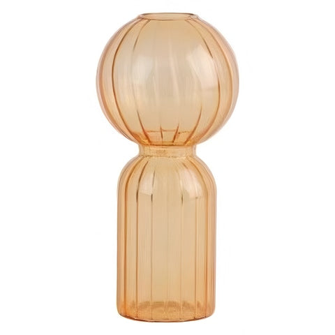 Soliflore forme bilboquet coloré en verre modèle ambre.