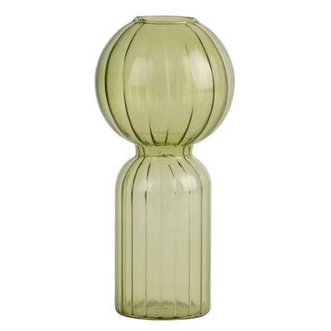 Soliflore forme bilboquet coloré en verre modèle vert.
