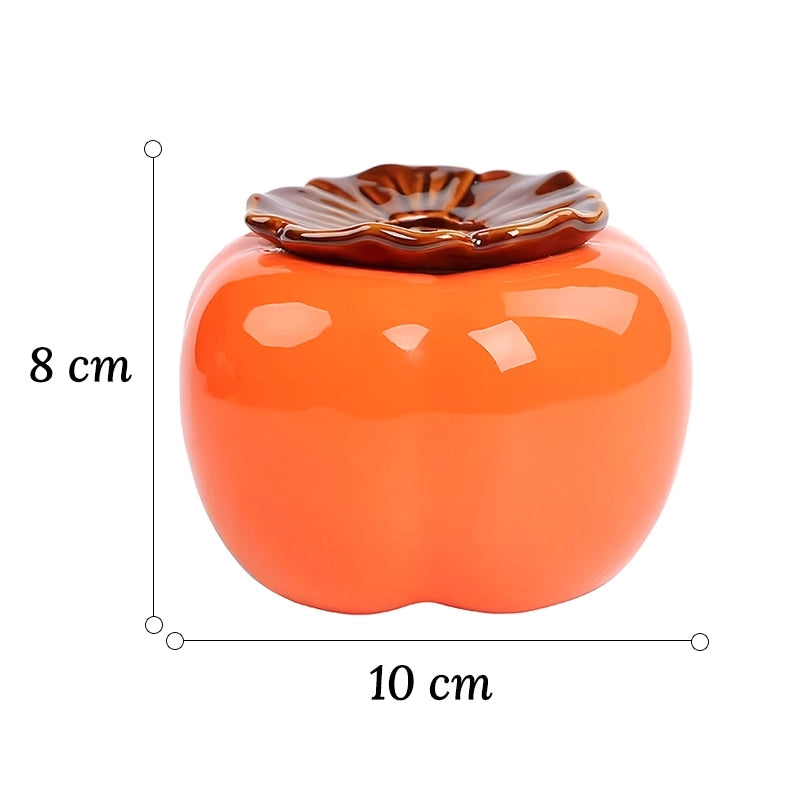 Soliflore Forme Kaki Fruit Exotique en Céramique dimensions du modèle M sur fond blanc.