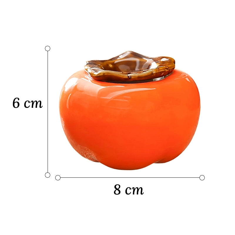 Soliflore Forme Kaki Fruit Exotique en Céramique dimensions du modèle S sur fond blanc.