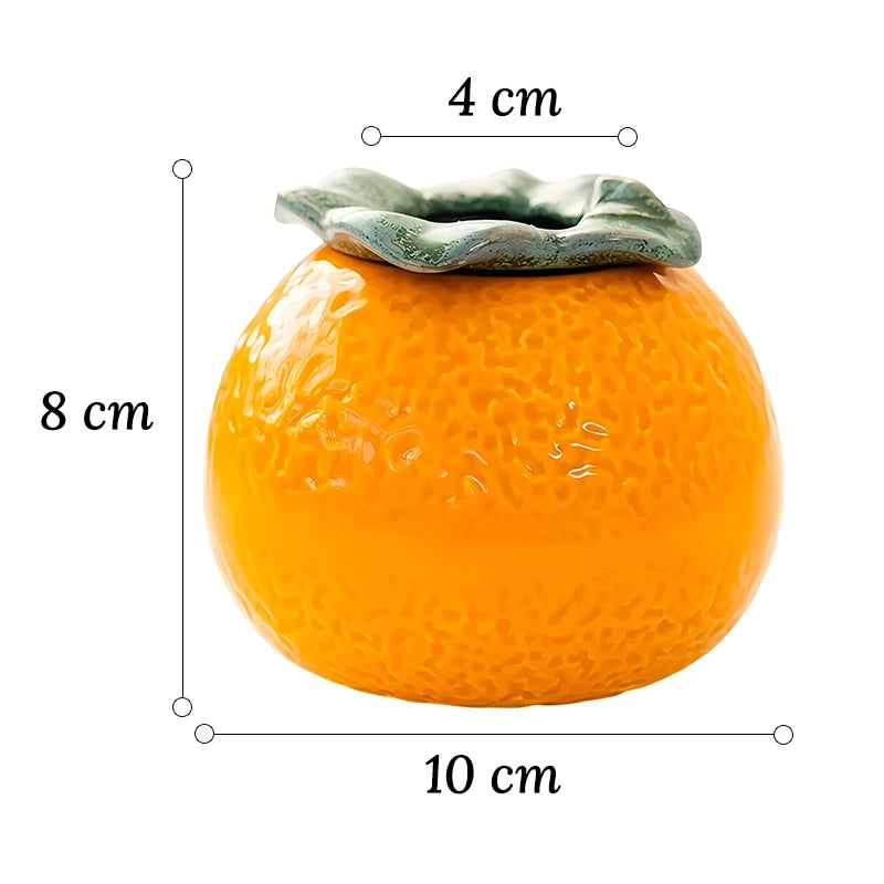 Soliflore en Forme d'Orange en Céramique dimensions du modèle M 8cm sur fond blanc.