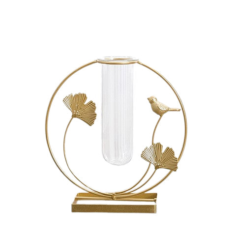 Soliflore gold oiseau et feuilles de Ginkgo rond