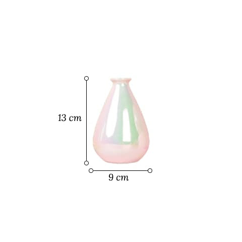 Soliflore moderne nacré en céramique modèle A avec dimensions sur fond blanc