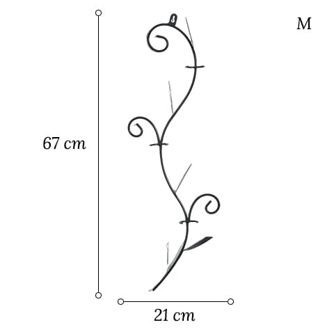 Soliflore mural en forme d'arabesque dimensions du modèle M sur fond blanc