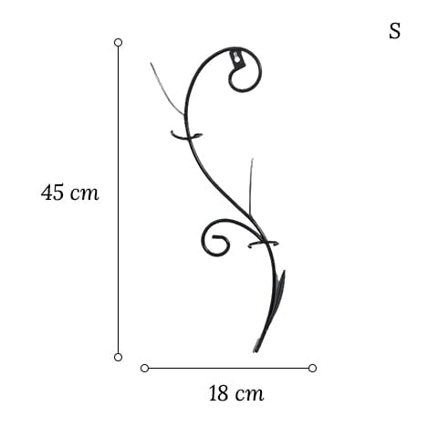 Soliflore mural en forme d'arabesque dimensions du modèle S sur fond blanc