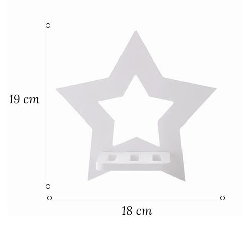 Soliflore en plastique encadrement géométrique modèle Étoile dimensions sur fond blanc