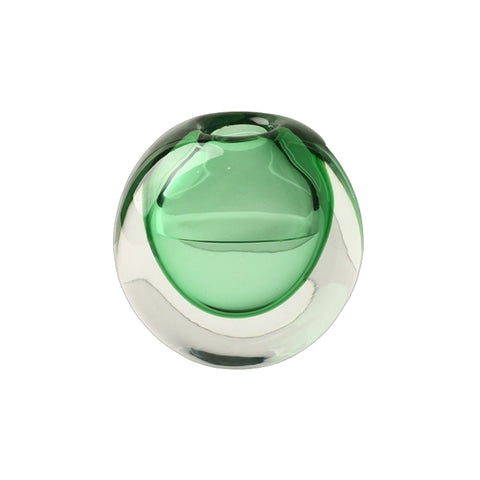 Soliflore rond transparent et coloré en verre modèle vert