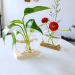 Soliflore Sphérique Transparent sur Socle en Bois - Vignette | Vase Cute