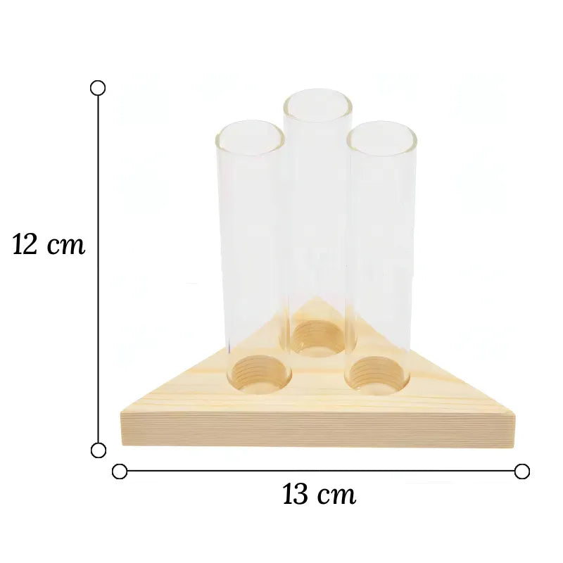 Soliflore Tube sur Support Bois Géométrique dimensions du modèle C 12 cm.