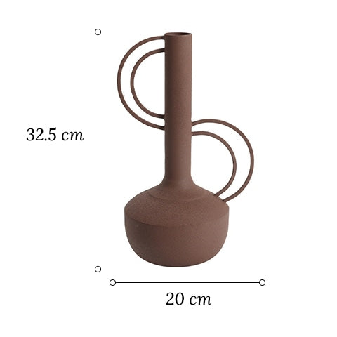 Vase amphore givré design original modèle marron dimensions sur fond blanc