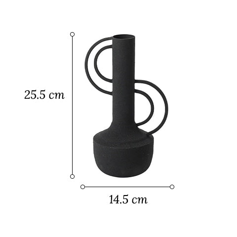 Vase amphore givré design original modèle noir dimensions sur fond blanc