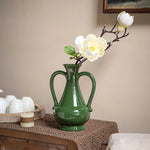 Vase Amphore Verte à Double Anse - Vignette | Vase Cute