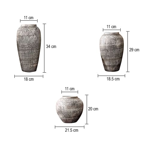 Vase ancien effet pierre dimensions tous les modèles.
