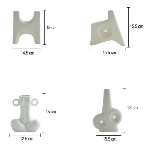 Vase blanc art abstrait en céramique dimensions tous les modèles