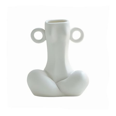 Vase blanc art abstrait en céramique modèle C