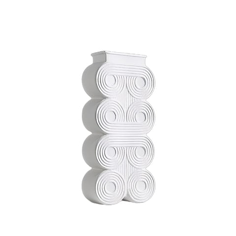 Vase colonne art déco motif rond présentation modèle Grand sur fond blanc