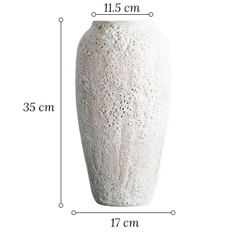 Vase en céramique artisanale effet pierre poreuse dimensions du modèle L