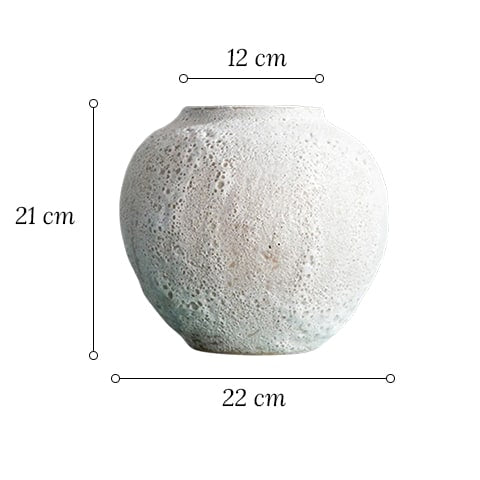 Vase en céramique artisanale effet pierre poreuse dimensions du modèle S 