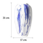 Vase Artistique Blanc aux Motifs Bleus Peint à la Main - Vignette | Vase Cute