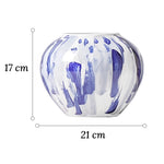Vase Artistique Blanc aux Motifs Bleus Peint à la Main - Vignette | Vase Cute