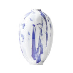 Vase Artistique Blanc aux Motifs Bleus Peint à la Main - Vignette | Vase Cute