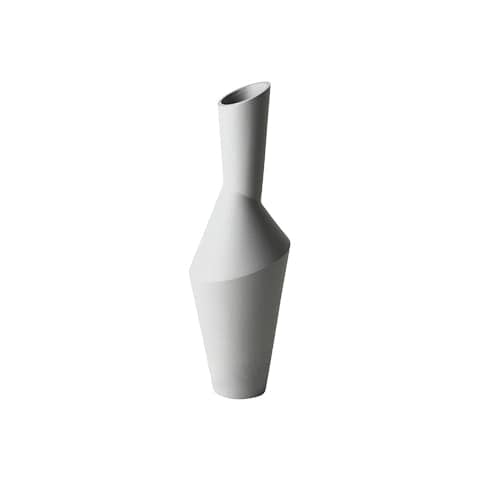 Vase asymétrique nordique en céramique présentation du modèle Gris sur fond blanc