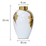 Vase Blanc et Or motif feuilles de houx   (Céramique) - Vignette | Vase Cute