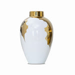 Vase Blanc et Or motif feuilles de houx   (Céramique) - Vignette | Vase Cute