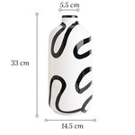 Vase Blanc Lignes Abstraites Noires Design  (Céramique) - Vignette | Vase Cute