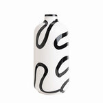 Vase Blanc Lignes Abstraites Noires Design  (Céramique) - Vignette | Vase Cute