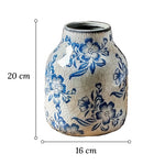 Vase Bleu et Blanc Ancien Motif Fleurs   (Porcelaine) - Vignette | Vase Cute