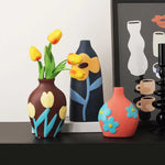 Vase Bohème Peint Motif Fleurs   (Céramique) - Vignette | Vase Cute