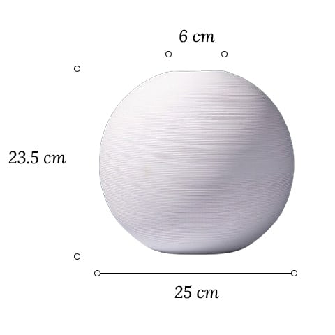 Vase boule blanc minimaliste en céramique dimensions du modèle L sur fond blanc
