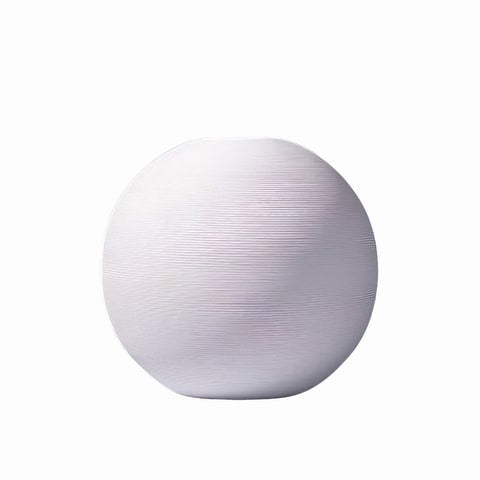 Vase boule blanc minimaliste en céramique modèle L sur fond blanc