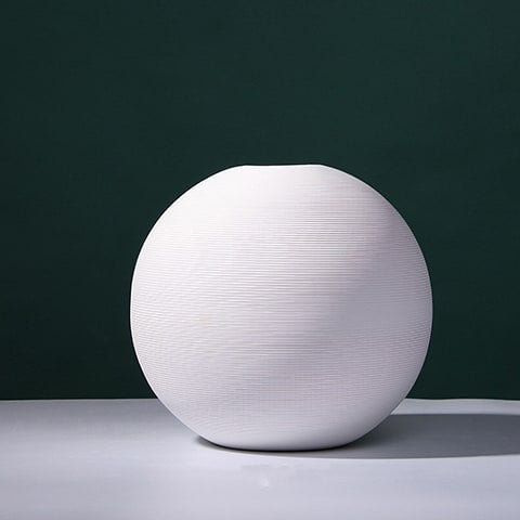 Vase boule blanc minimaliste en céramique modèle L