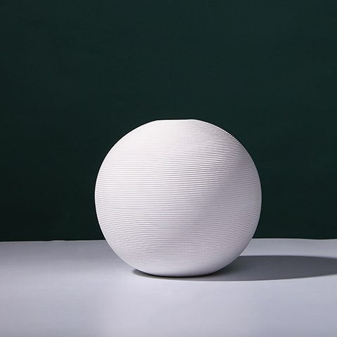 Vase boule blanc minimaliste en céramique modèle M