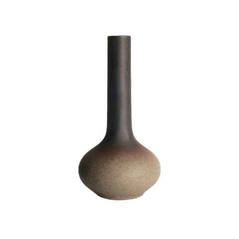 Vase bouteille en grès émaillé bicolore en céramique modèle D.