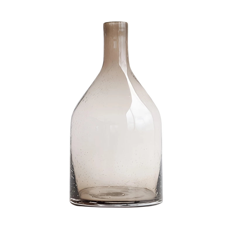 Vase Bouteille Verre Bullé Coloré en verre modèle A marron.