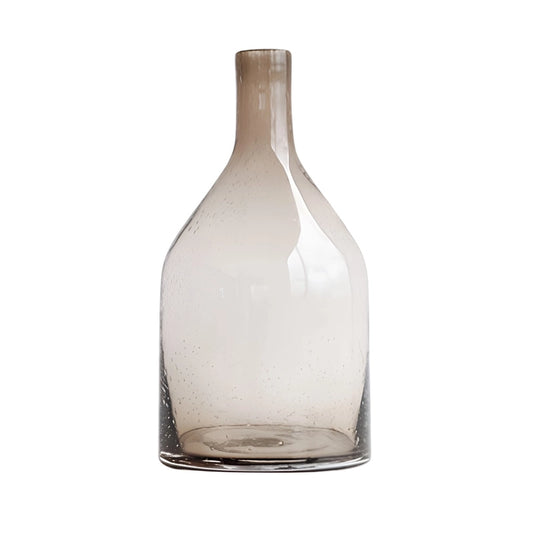 Vase Bouteille Verre Bullé Coloré en verre modèle A marron.