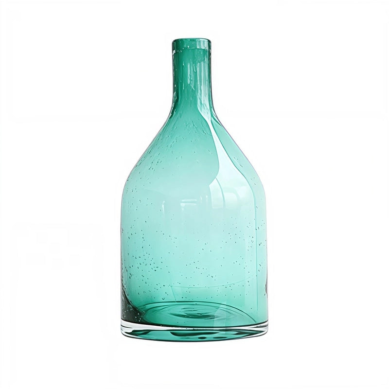 Vase Bouteille Verre Bullé Coloré en verre modèle A vert.