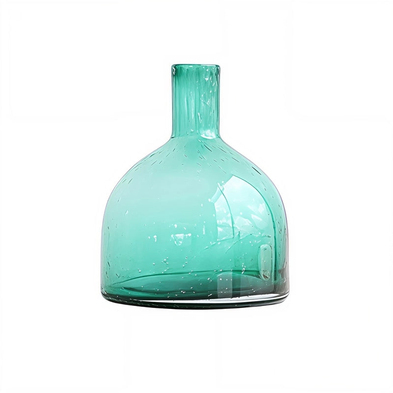 Vase Bouteille Verre Bullé Coloré en verre modèle B vert.