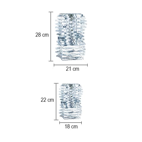 Vase carrés superposés effet cristal dimensions tailles M & S