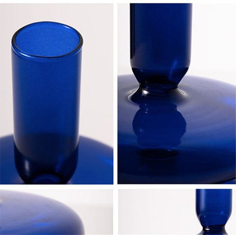 Vase chandelier bleu nuit ou thé détails