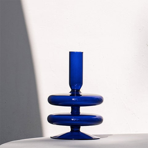 Vase chandelier bleu nuit ou thé présentation sans fleur