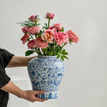 Vase Chinois Bleu et Blanc Motif Fleurs - Vignette | Vase Cute