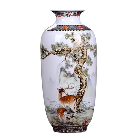 Vase Chinois Peint Motifs Animaux Porcelaine modèle A