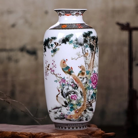 Vase Chinois Peint Motifs Animaux Porcelaine présentation modèle B