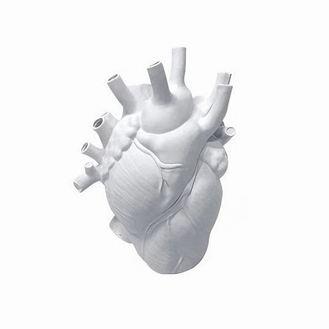 Vase cœur humain blanc en céramique